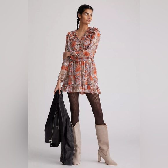 Anthropologie Current Air Ruffled Floral Mini Dress - Picture 12 of 16